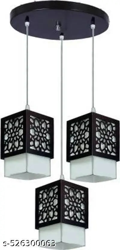 G Gojeeva Wooden Design Hanging Pendant Ceiling Light for Home Decoration Fancy Stylish Lighting Living Room, Kitchen Indoor Fixture (Bulb not include)
