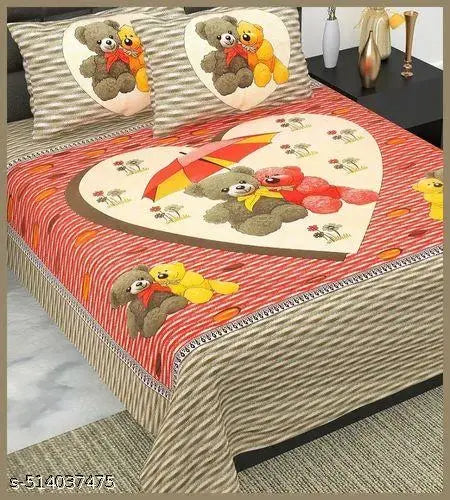 Jaipuri Printed Double Bed Cotton Bedsheet With 2 Pillow Covers