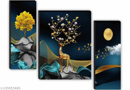 SAF set of 3 modern art wall painting for home decoration 12 inch x 18 inch