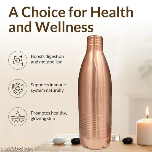 Trade Vibe Goods Designer Enjoy 100% Pure Copper (500mL) BPA Free, Rust & Leak Proof Copper Bottle, for Office, Yoga, Home, Gym, Travel,  Ayurveda Inspired Copper Bottle (Pack 1)