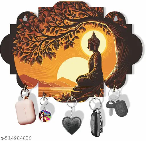 SDF Lord BuddhaBeautifully Designed Key Holder, Key Hanger for Home Decor Gift Items - 8.5' Inch x 5.5' Inch (Multi), Pack of 1