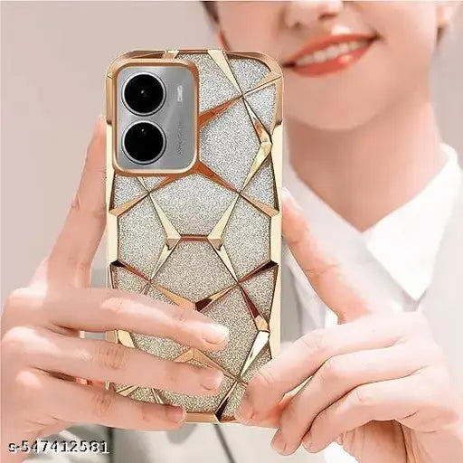 vivo Y16 Luxury Electroplated Geometric 3D Cube, Bling Shiny Soft TPU Clear Shockproof Women Girls Protective back Cover case