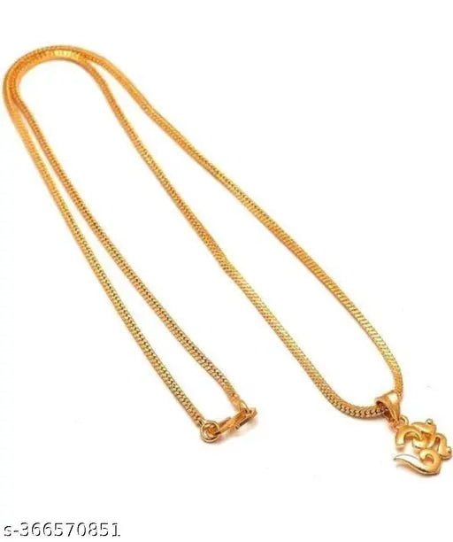 Fancy gold om pendent chain with gold plated om ring for man and boys