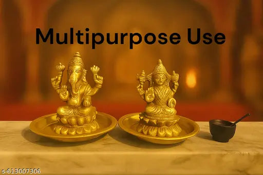 Pure Brass Pooja Plate Pack of 3 | Traditional Small Brass Plates for Temple & Home Use