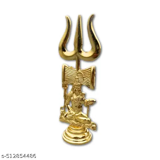 DARIDRA BHANJAN Metal Shivling, shiva set, shiv kit, shivling sheshnaag with trishul stand, Brass shivling, Shiv, Shiva Lingam, shivling Stand with Brass thali Plate.(Gold) Brass shivling shiva Vahan Nandi shiva puja