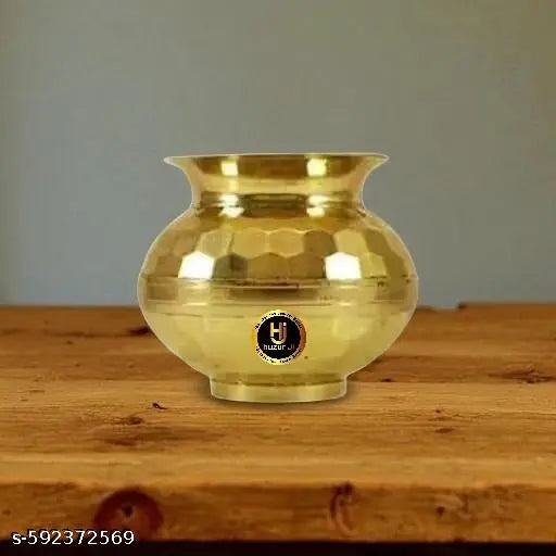 HUZUR JI pooja samagri brass ka lota pooja lota Brass Pooja Lota/Designer Lota/Pure Brass Lota/Flower Cutting Lota Brass Kalash (Gold) Set Of 1 Brass Kalash.