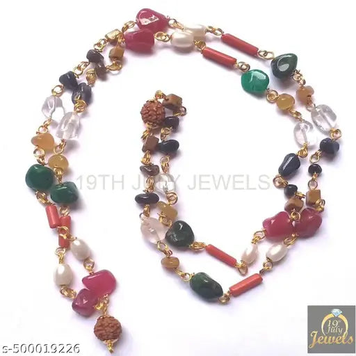 19th July Jewels-Navratan Crystal Necklace, 9 Planet Navgrah Chakra, Multi-Colour Religious Spiritual Accessory, 16g