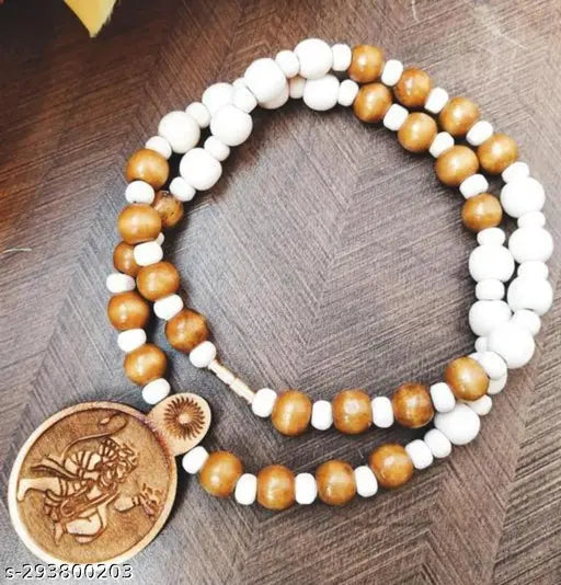 Hanuman Ji Wooden Locke Original Round Shape Beaded Tulsi Mala