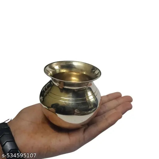 EliteTouch   Pure Brass Small Pooja Lota Kalash For Puja Article - 2 Pcs Set  Decorative Brass Small Mangal Kalash 2Pcs