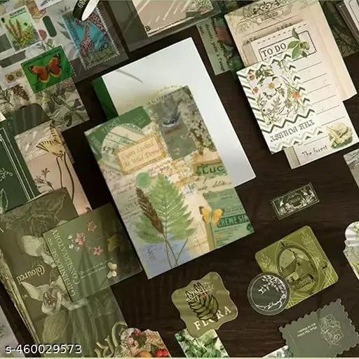 BIGMOTHERS Paper Scrapbook Kit Daily Journal Scrapbooking A6 Grid Notebook Summer Craft Atr Stationery Diy Journaling Craft Kit Gift For Girls, Woman, Kids, Teen (Botanical Plant)