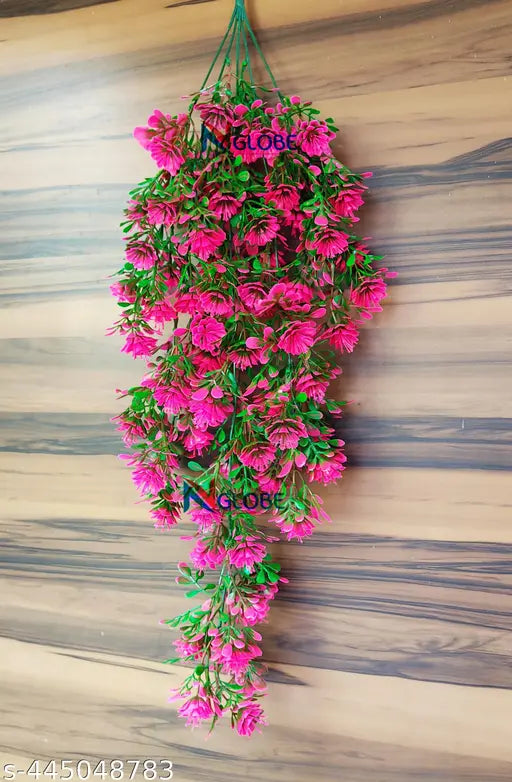 NN Globe Artificial Pink Flower Hanging Bunch /Hanging Bail for Decoration with Hanging Hook Artificial Bonsai/Leaf for Home Decor Artificial flower for Decoration