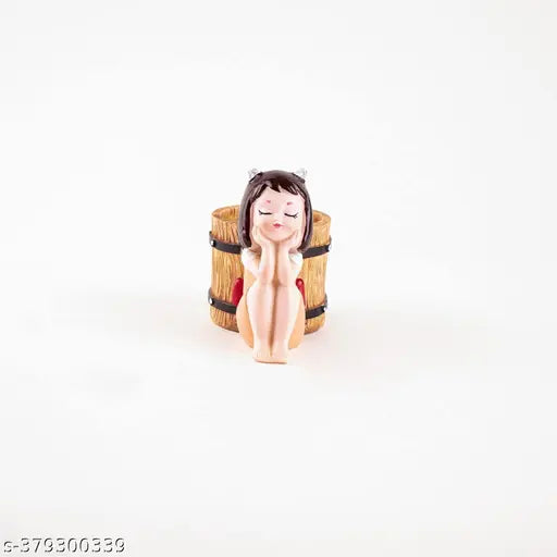 Lovely Product Resin Handmade Cute Dreaming Girl with Basket Designed Flower Pot without Plants