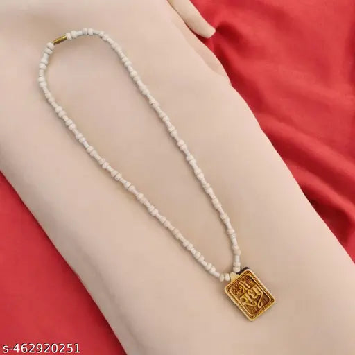 Real & Natural Tulsi Mala with Shree Radha Necklace Wood Locket