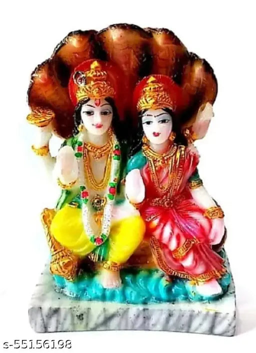 Lord Vishnu & Laxmi God Venkateshwara Idol Handicraft Statue Vishnu Avatar Spiritual Puja Vastu Fegurine - Religious Murti Pooja Gift Item / Temple / Home Decor / office Decorative Showpiece - 15 cm  (Polyresin