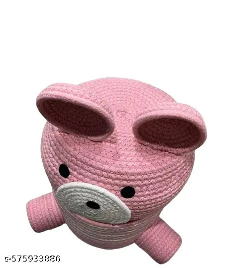 Tanvi Textiles Handcrafted Cartoon Cotton Storage Basket – 10x8 inch  | Small Organizer Bin for Kids' Room, Desk, and Bathroom