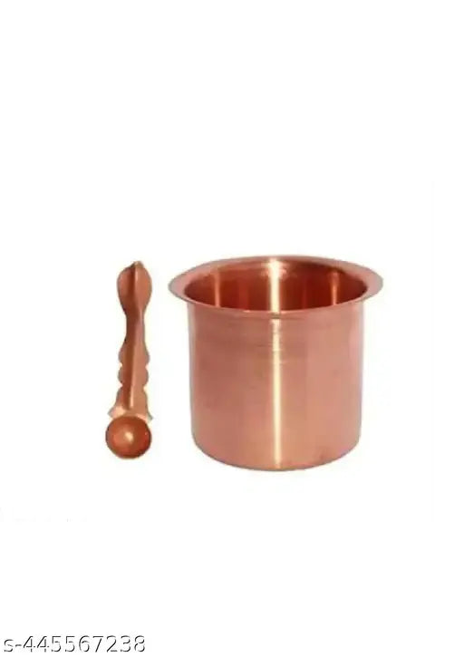 Copper Panchpatra with Aachmani (Spoon) for All Puja Purpose-4.5