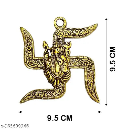 Ganesha Swastika Wall Hanging Brass