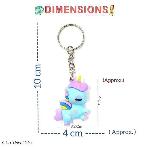 Cartoon Keychain Pack of 12 PCS for Kids, Multicolour, Rubber, Cartoon Theme, Novelty Style, Key Ring Hook Holder