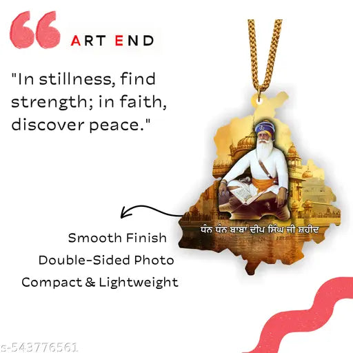 ARTEND car Hanging Ornament Punjab Map  Photo Baba Deep Singh Ji Sikh Religious car Hanging Accessories