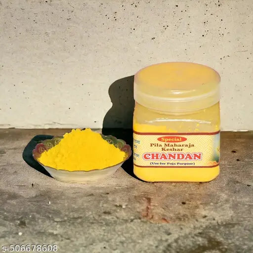 VIKITSU Premium Kesar Chandan Tilak Stick – Original Gopi Chandan, Ashtagandha Chandan Paste, and Kumkum for Pooja – Authentic Chandan Tika and Tilak Powder (50 Grams, Yellow)