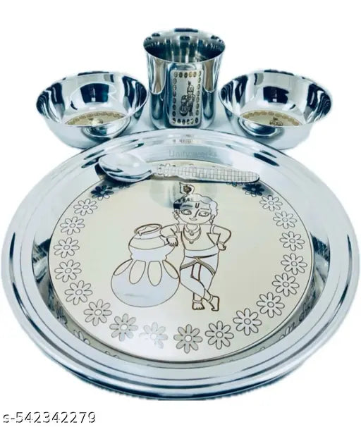 Ladu Gopal Krishna bhog pujan thali Laddu gopal bhog thali bhagwan bhog puja prasadam Thali 1 Set Steel (5 Pieces)