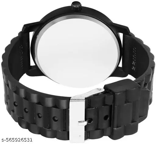 Premium Black Rubber Belt Men’s Watch with King Bracelet – Free Stylish Bracelet – Trendy Analog Watch for Boys & Men