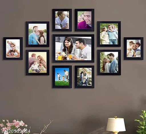 Ag Crafts Glass Wood Photo Frame Black 11 Photos Accomodated For Home And Office Decoration (4X6-6 5X7-4 8X10-1)