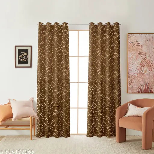 Homyhise Beautiful Leaf Printed Home Decor Velvet Curtains Blackout PARDA Curtain for Window, Door, Longdoor 5, 7, 9 feet (Pack of 1)