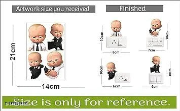 DK DECORS Switch Board Sticker - Decorative Cute Boss Baby Wall Decorative - Switch Panel Stickers Wall Sticker Set of 4 - Light Switch Sticker