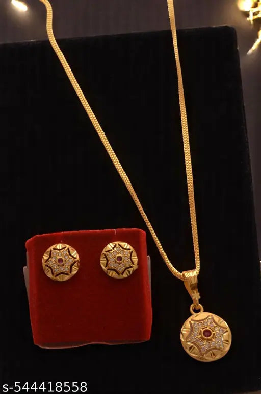 American stones  studded stylish Daily wear 24 inch long pendal set