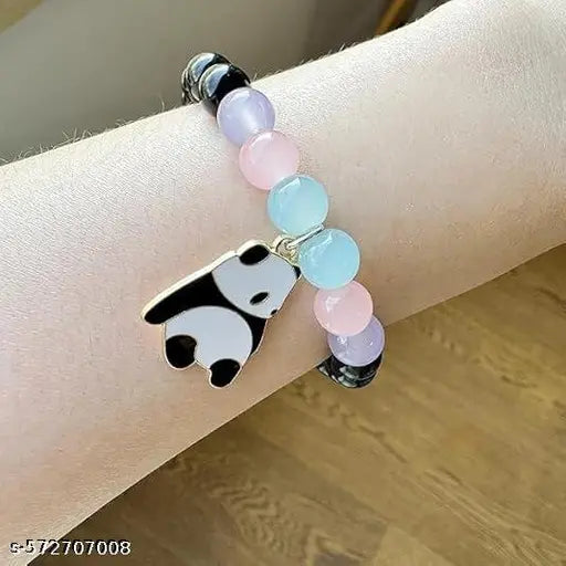 Unisex Fashion Jewellery Adjustable Multi Style Panda Combo Crystal Stone Beads Bracelets For Women;Girls ;Boys;Men (Pack Of 2)