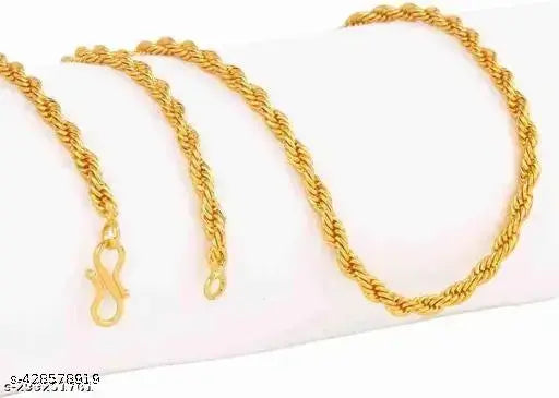 Designer stylish collection copper brass gold plated fency 3 chain combo pack for men....