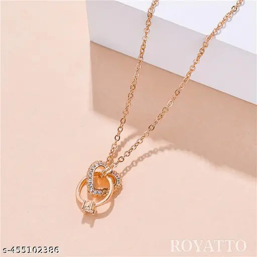 A beautifully crafted love heart pendant made from high-quality Rose gold- stainless steel and adorned with sparkling zircon stones, perfect