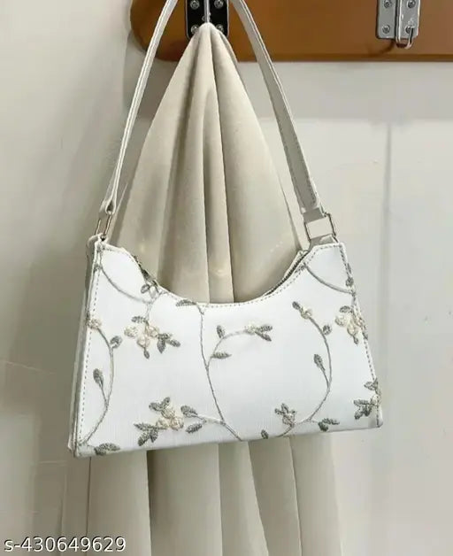 Latest Fashionable women Sling bag | Ladies Shoulder handbag | Premium embroidery Looking Women handbag | White Sling bag.
