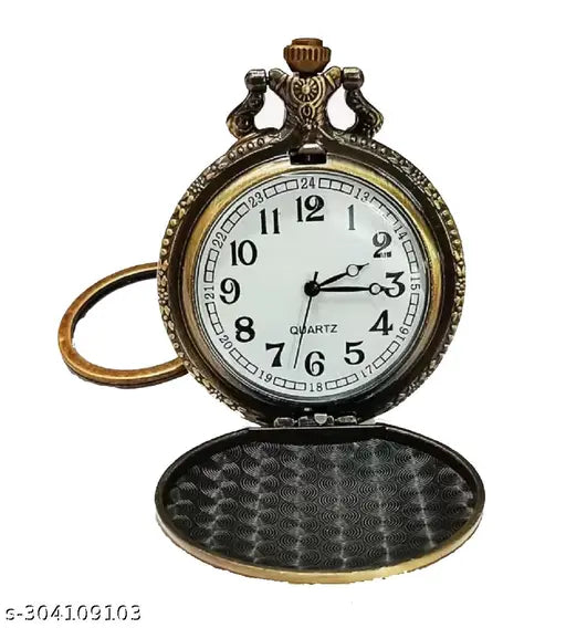 Designer Spider Web Green Metal Pocket Chain Watch