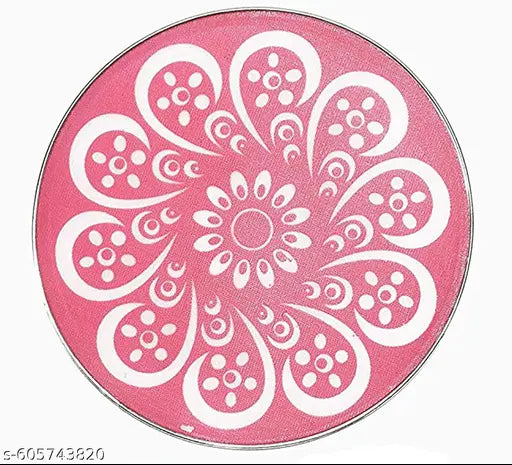 8 Inch Round 18/8 Steel Designer Flower Ganesha Kalash Swastik 8 Rangoli Stamp Stencils for Floor Decoration Diwali Decoration, Set of 8
