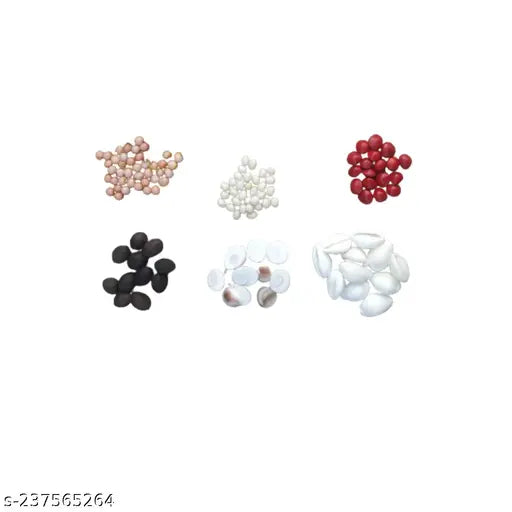 Puja items Pooja Rituals with Sacred Gunja, Lotus Seeds, Gomati Chakra, and Cowdi - Pack of 27 Pcs (3 of Each)