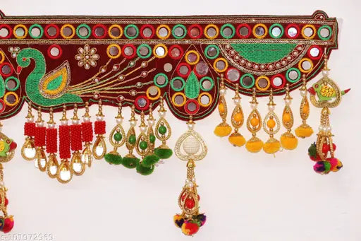 Wall Hanging Toran with Handmade Traditional Multi Zula Bandarwal, Design Patchwork Toran for Pooja, Festival, Wedding and Home Decor, 3 Ft Toran