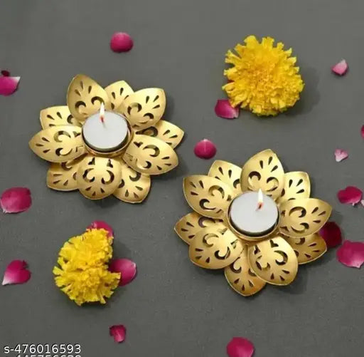 M R  CREATION  decore]> Beautiful Handcrafted Flower Shape Tealight Candle Holder Home/Table Decorative Candle Diyas 2 pcs Name: Brass Gallery Beautiful Handcrafted Flower Shape Tealight Candle Holder Home/Table Decorative Candle Diyas 2 pcs Material: Met