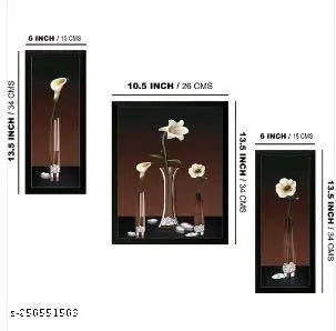 Set of 3 flower With Modern Art Wall Painting For Living Room Home Decorative Gift Item/Modern Art /Wall Painting For Living Room/Wall Scenery/ 12 Inch x 18 Inch Painting/frame painting for office house 12 X 18 INCH