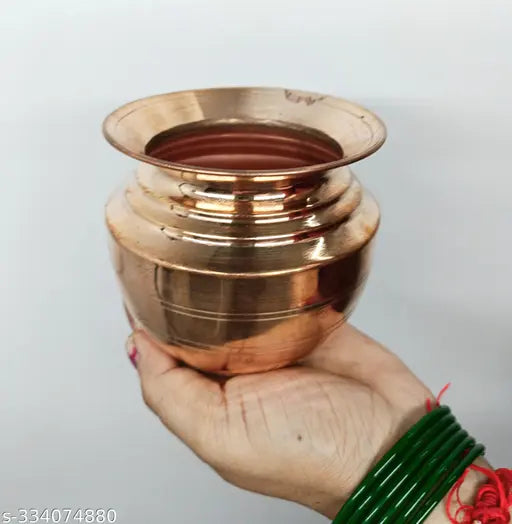 Copper Lota,Kalash, Voll- 350 ML Handmade Indian Copper Kalash, Kalash Lota for Festival Puja Pack of 1
