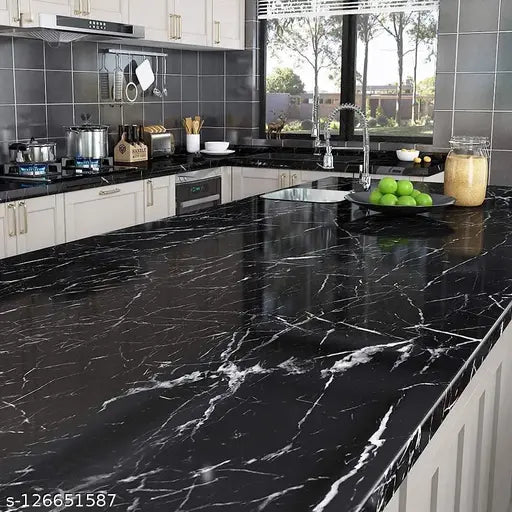 Black High Gloss Self Adhesive PVC Wallpaper Furniture Film