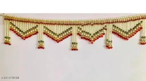 Handicraft White/Green/red Crystal toran Handmade Main Door Hanging Toran Size 3 FEET