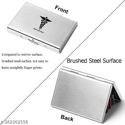 Metal Silver Printed 6 Slot Men Woman RFID Blocking Credit/Debit Card Holder