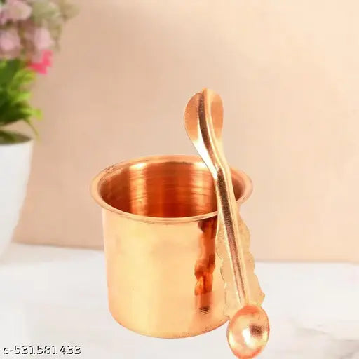 ELITETOUCH  Pooja lota Kalash for puja Copper Panch Patra Copper Tambe ka lota for puja lota for puja Copper lota for puja Copper panchapatra for puja (Big Size, Brown) Copper Kalash | Tambe Ka Lota for Drinking Water | Copper Pot for Diwali, Pooja, Festi