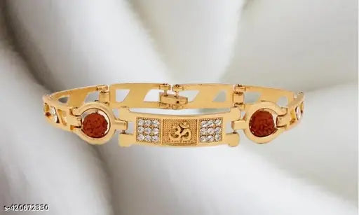 Gold-Plated Rudraksha Spiritual Bracelet,GOLD PLATED RUDRAKSH BRESLATE ,RAKHI ,RUDRAKSH RAKHI ,NEW STYLE BRESLATE FOR MAN