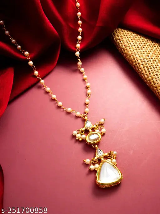 Latest Gold plated Stone and Beads Studded Handmade Moti Mala Necklace For Women And Girls