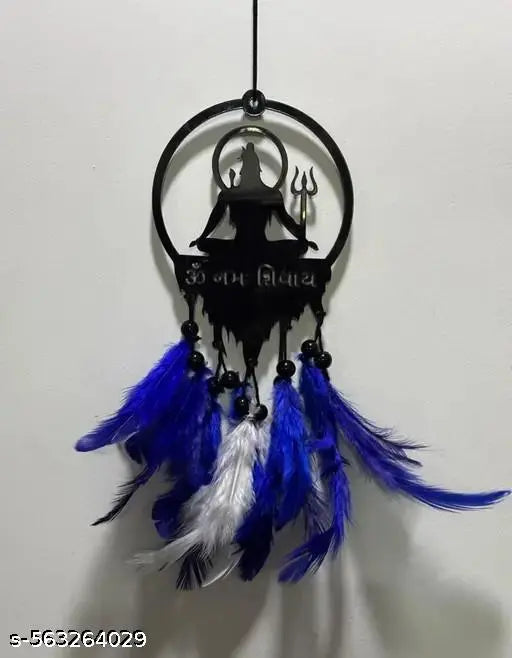 Wooden Art Deco™ Mahadeva Blue White 1 Car Hanger for Rearview Mirror | Elegant Black Acrylic Design | Spiritual Hanging for Car, Home & Office (Pack of 1)