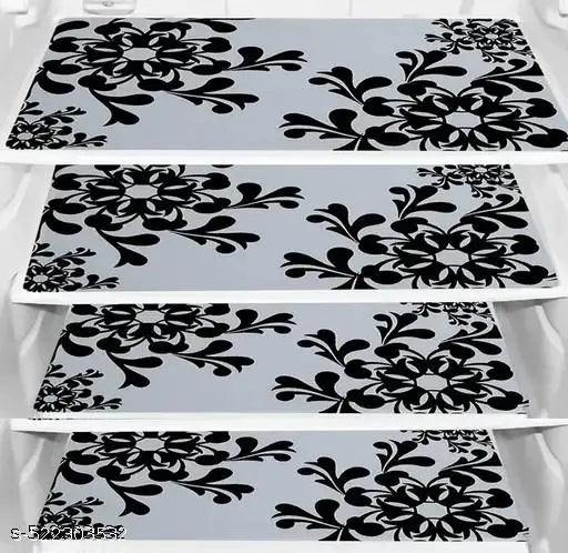 Shivam Creations 1 Pc Microwave/Oven Top Cover + 1 Pc Fridge/Refrigerator Top Cover + 4 Fridge Mate (  Black)