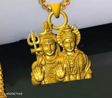 Trending stylish new religious gold plated lord Shiva gora parvati shankar mahadev mahakal bholenath locket with gold boxer chain pandent Necklace for boys /Men& girls/women